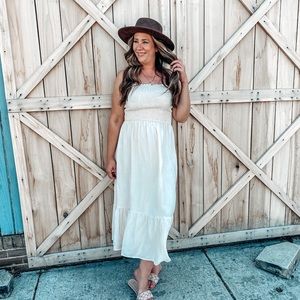 NWT cream strapless maxi dress